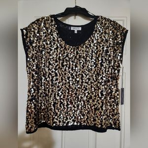 Jennifer Lopez Blk/Gold/Silver Sequin Shirt - L